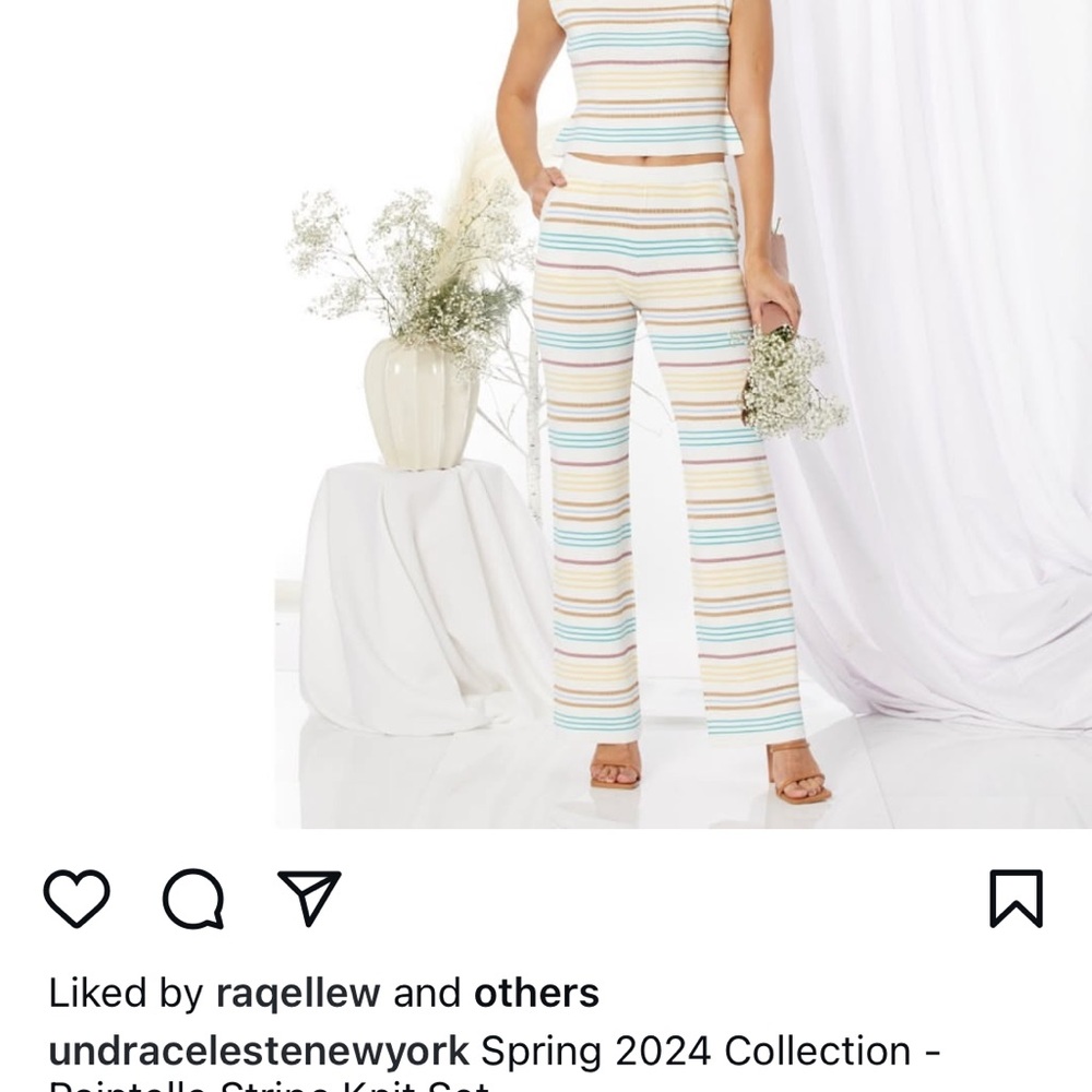 Undra Celeste Striped Pointelle Knit Set- Small NWT